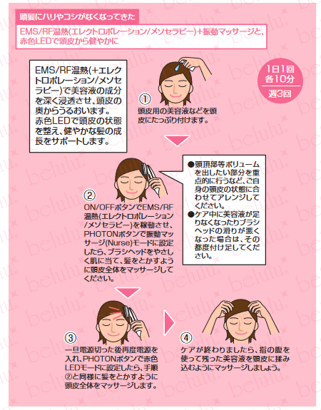 ブリリアントヘアーの頭髪にハリやコシがなくなってきたとお悩みの方向けの使用方法